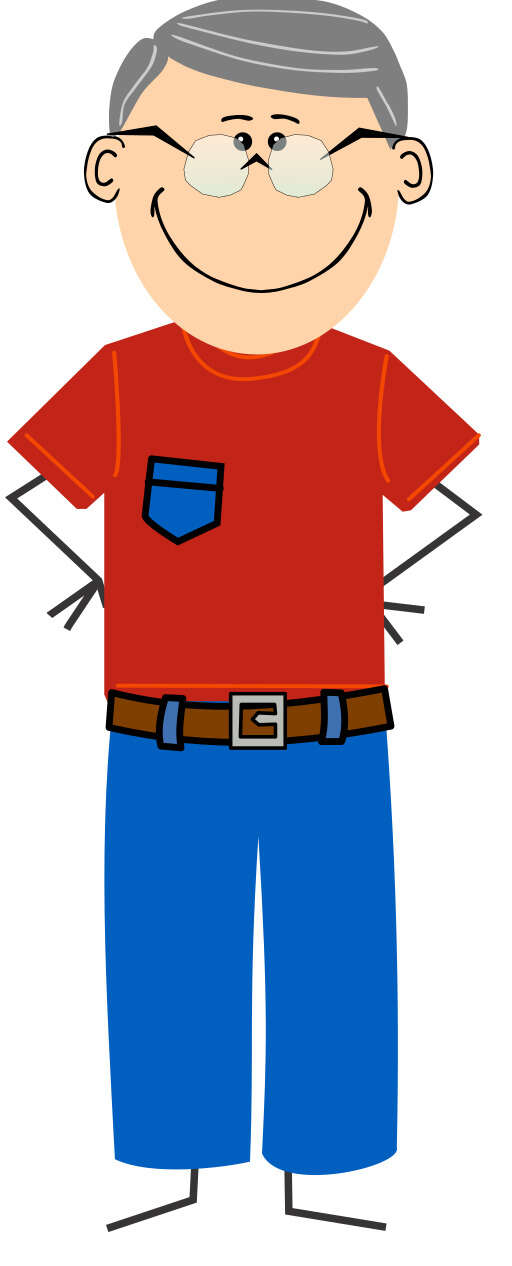 Cartoon of a Man with Glasses and a Red Shirt (2)
