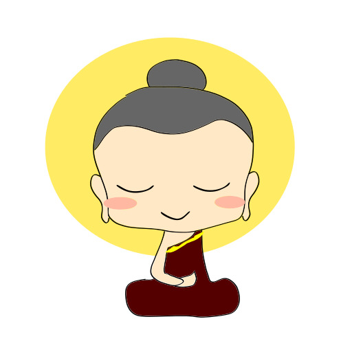 만화의 Monk 앉아 에 a 명상 위치