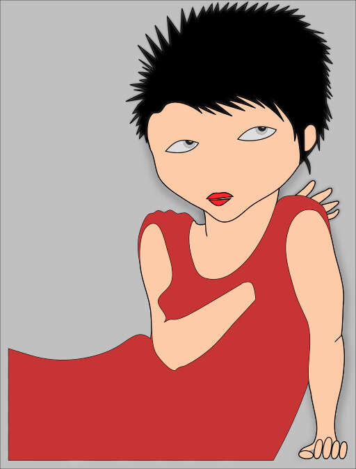 A Woman In A Red Dress Posing For A Picture