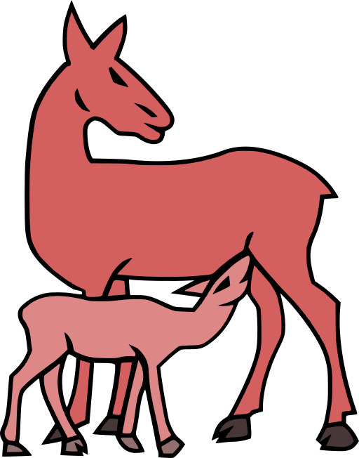 만화 그림 의 어머니 deer 과 그녀의 아기