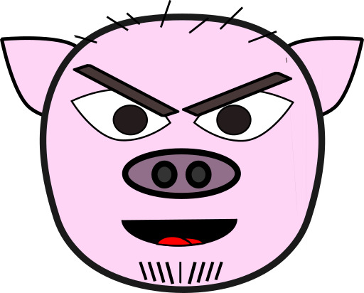 만화 돼지 얼굴 with Angry Expression