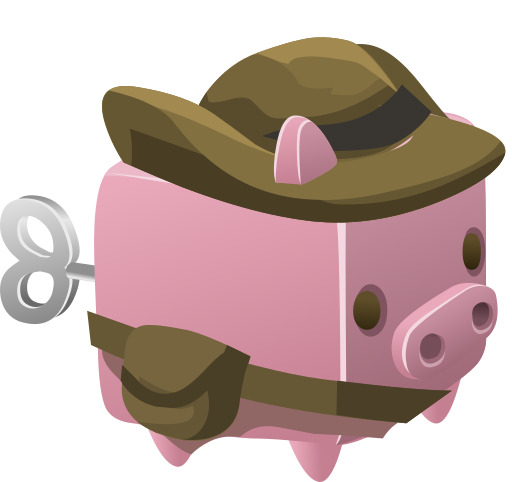 만화 Piggy Bank 와 a 모자 과 a 키