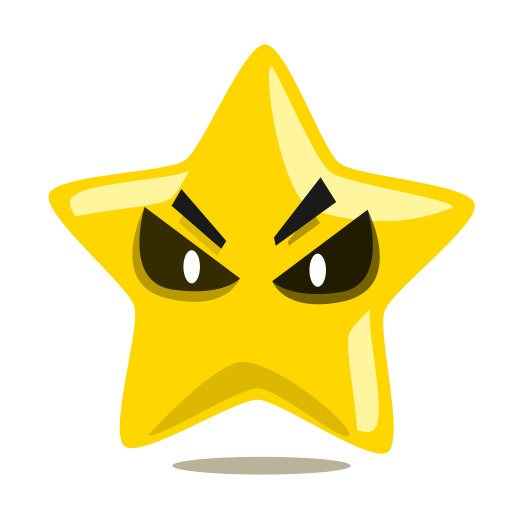 만화 스타 와 Angry 눈 과 Frown 에 그 얼굴