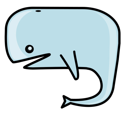 a 만화 Whale 와 a 곡선 nose