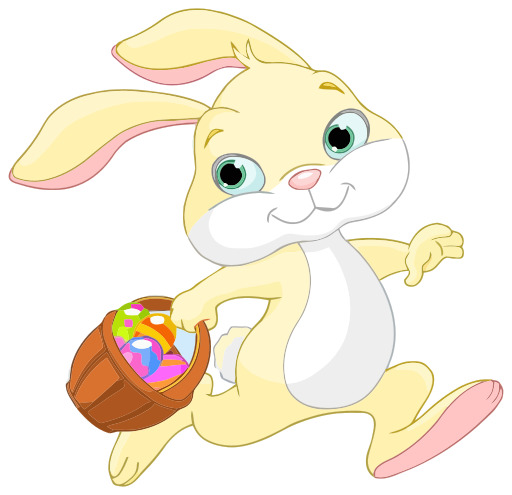 만화 Bunny Running With An Easter Basket