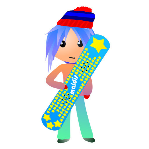 카툰 Character Holding A Snowboard