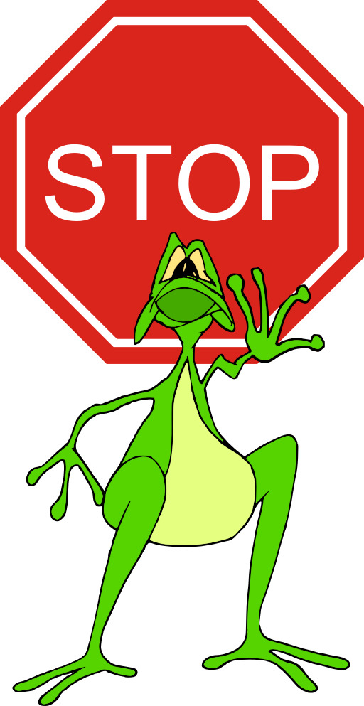 만화 Frog Holding A Stop Sign