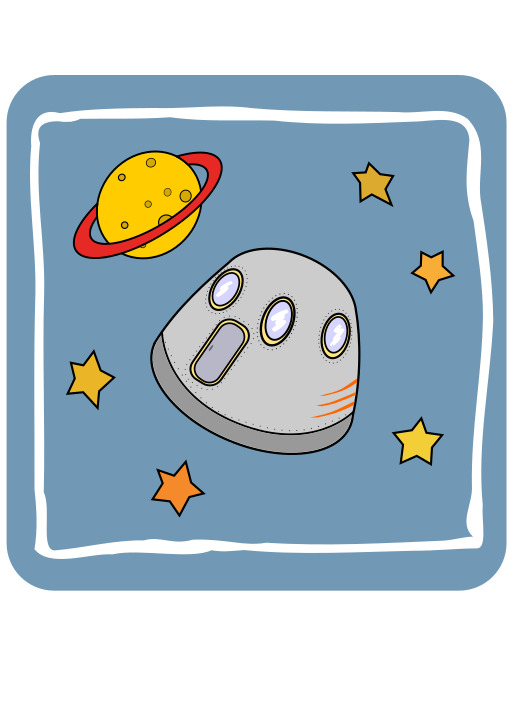 만화 Spaceship Flying Through The Sky With Stars  중 하나 It