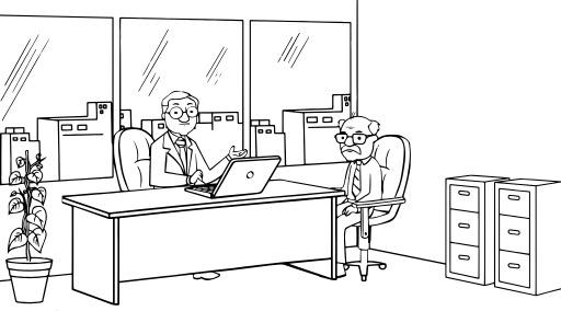 만화 Two People Working In An Office