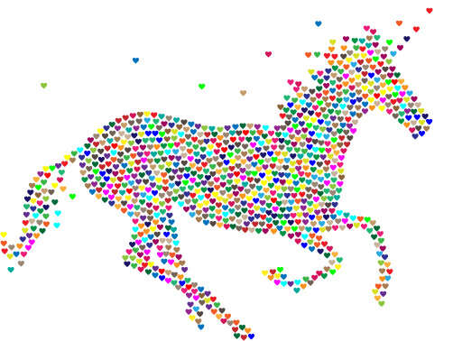 Horse Made Up Of Hearts On A White Background