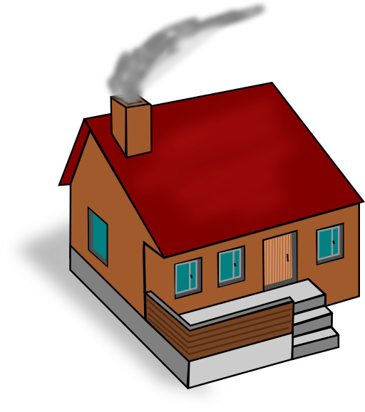 집 With Smoke Coming Out Of The Chimney