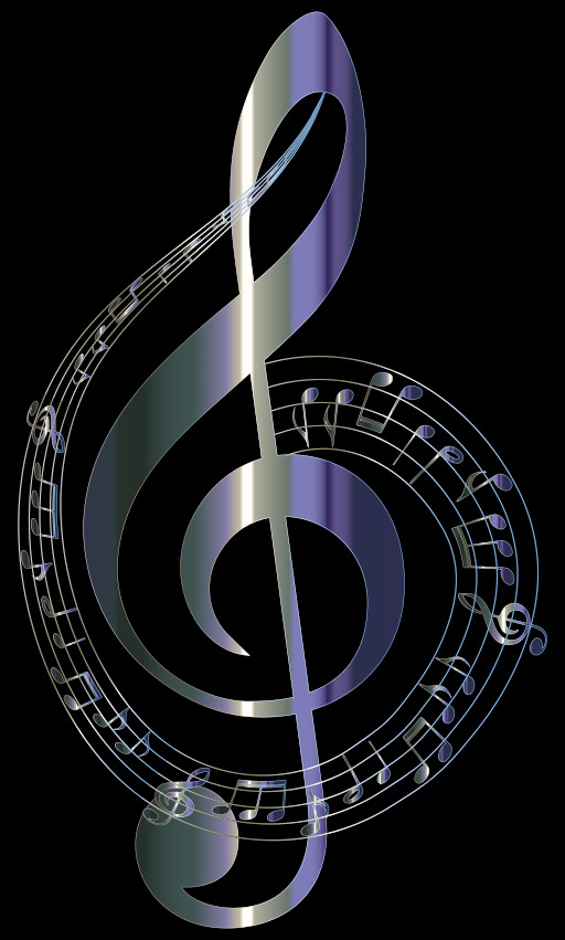 Silver Treble 와 음악 Notes 에 A 검정 배경