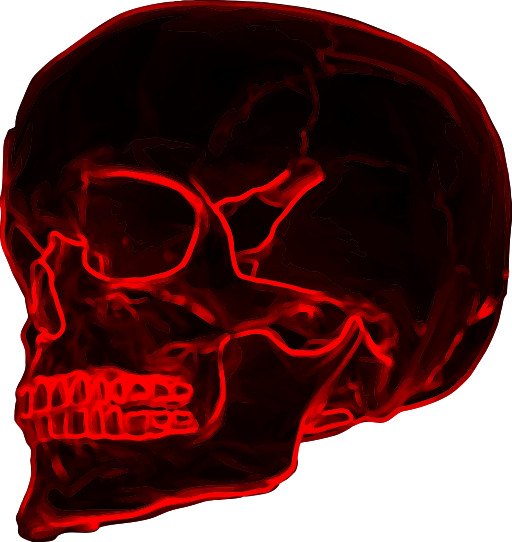 Skull With Red Smoke Coming Out Of It에
