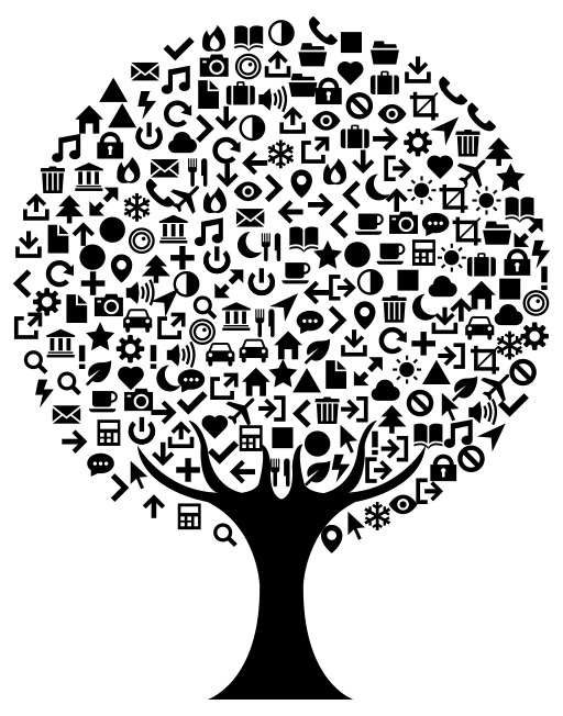 트리 With Various Icons In The Shape Of It