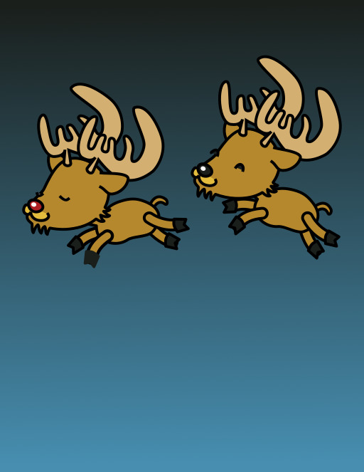 두 개의 만화 deers 달리는 반대 방향으로 한 점프
