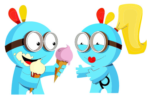 2 Cute Blue Birds Eating Ice Cream Vector Price Price