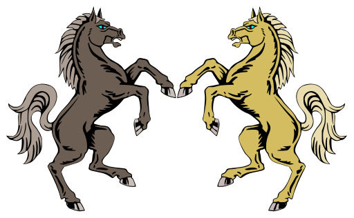 두 Horses Are Fighting In The Same Direction