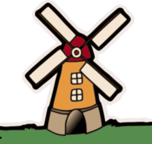 Windmill With A Red Bow On ItS Neck
