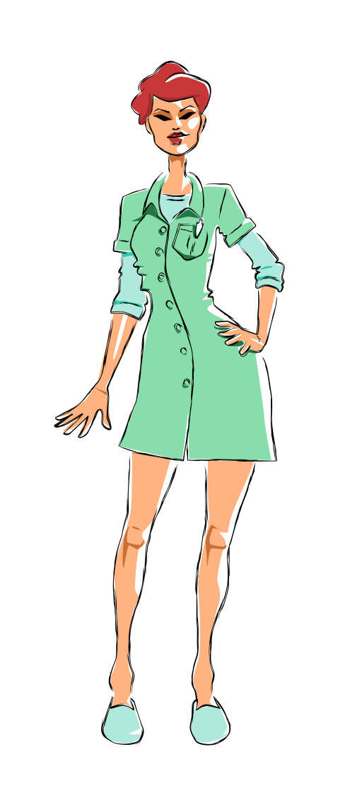 A Woman In A Green Dress And Hat