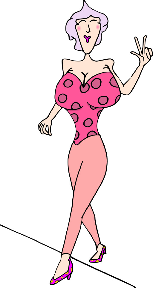 여성 인 A Pink Dress Is Walking Down The Street