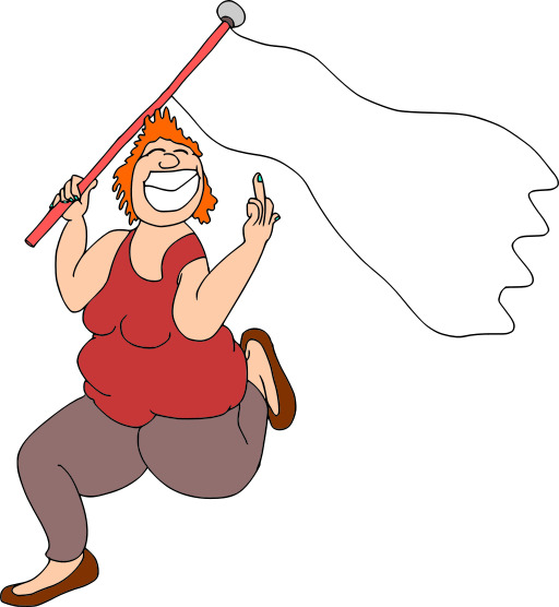 여성 Running With A Flag In Her Hand