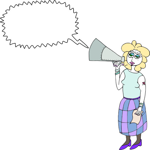여성 With A Megaphone In Her Hand