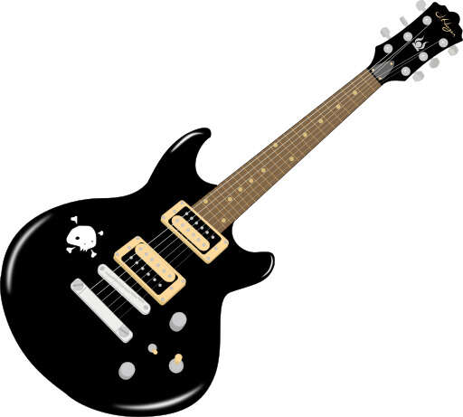 Black Electric Guitar On A White Background