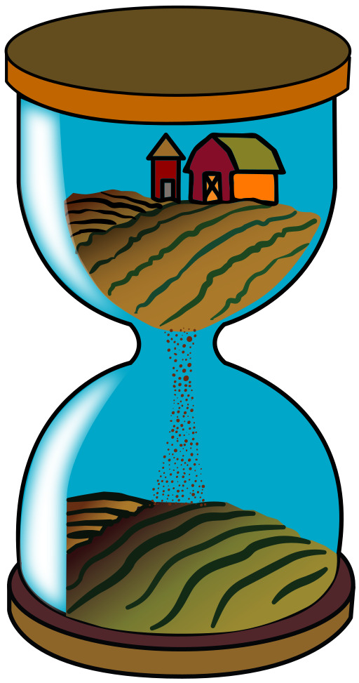 an hourglass 와 a 농장 장면 내부