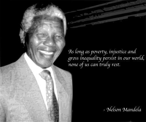 Nelson Mandela 인용 에 검정 과 화이트 배경