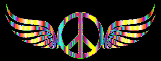 Peace Sign 와 Wings 에 A 검정 배경