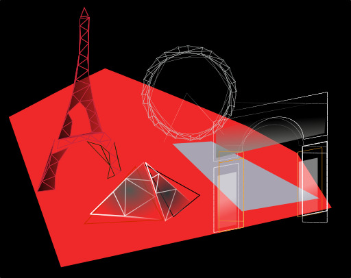 Red And Black Image Of A Building With A Circular Object In The Center에 대하여