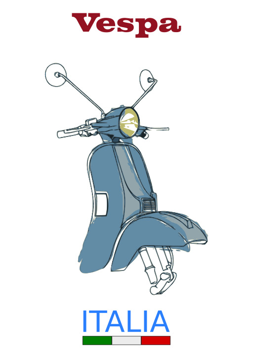 A Vespa 스쿠터 와 The Italian Flag