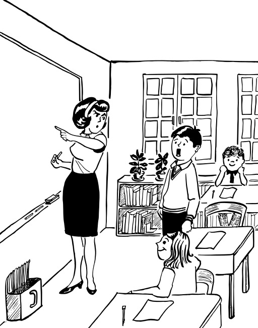 교사 Teaching Her Students In A Classroom