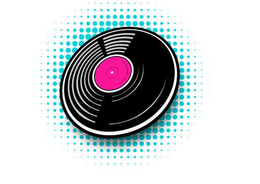 Vinyl Record With A Pink Disc On It