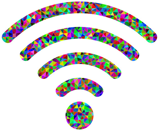 흰색 배경에 다채로운 Wifi 아이콘