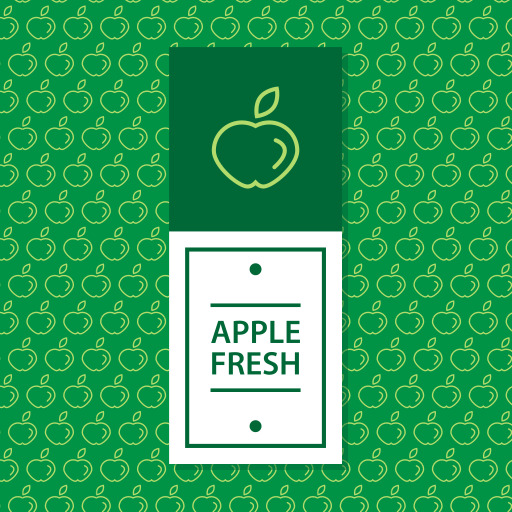 Apple Fresh Label On A 그린 Background