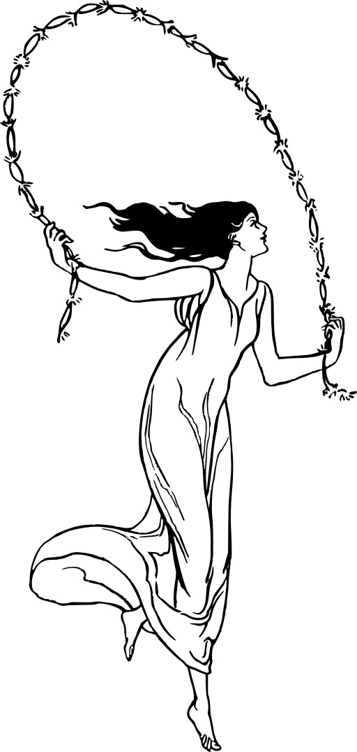 블랙 And White A Woman Carrying A Basket 2
