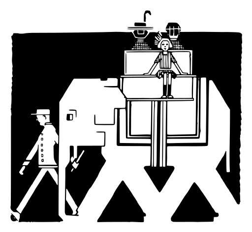 Black And White Image Of A Man Walking In Front Of A Machine