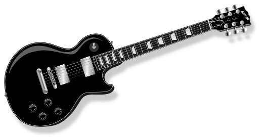 Black Electric Guitar On A White Background