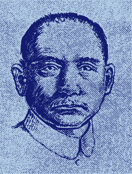 푸른 배경에 있는 사람의 얼굴 그림