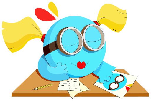 Blue Monster With Glasses And Papers On A 데스크