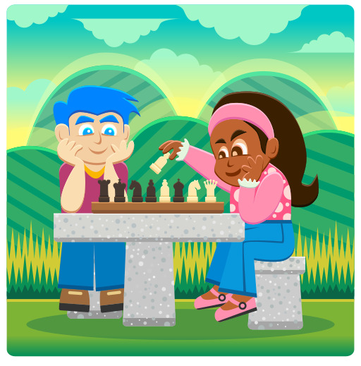 소년 And Girl Playing Chess In The Park 2