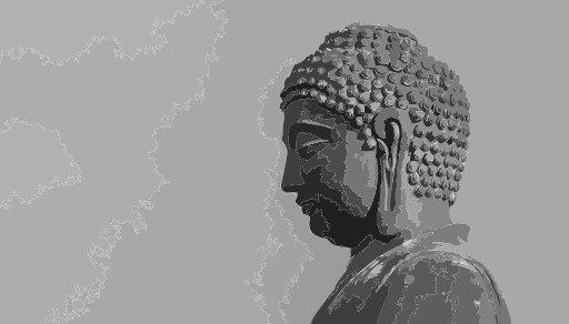부처 Statue In The Middle Of A Gray Background