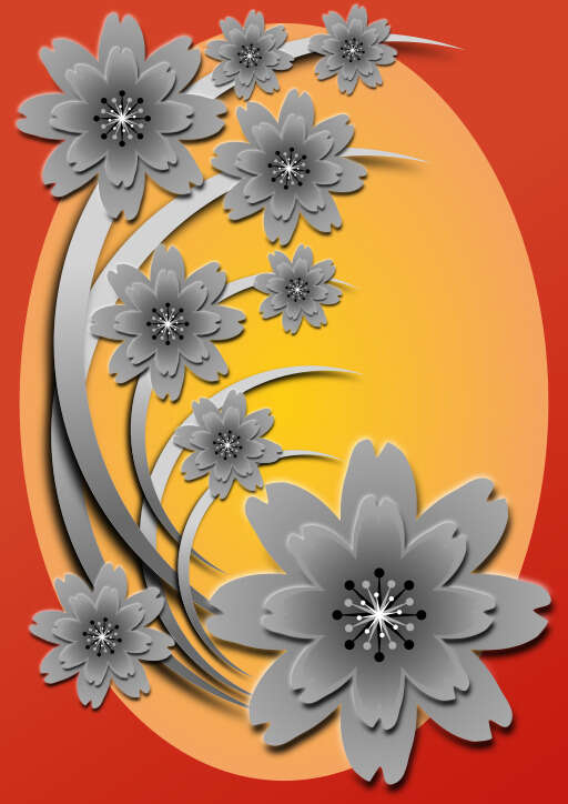 Chinese New Year Greeting Card With Flowers And Moon —