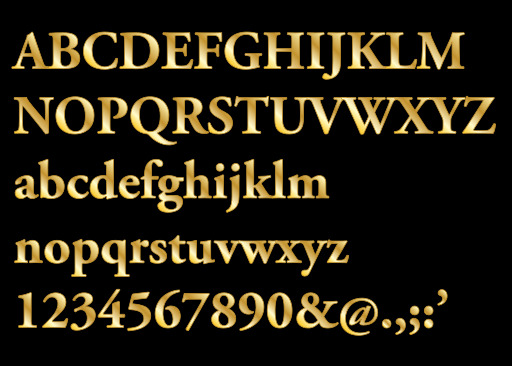 골드 Alphabet With A Black Background