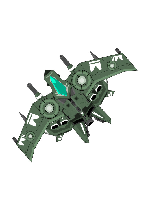 Green Spaceship With Two Propellers And Two 프로펠러