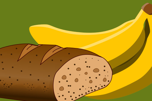 Loaf Of Bread And A Banana On A Green Background의 특징