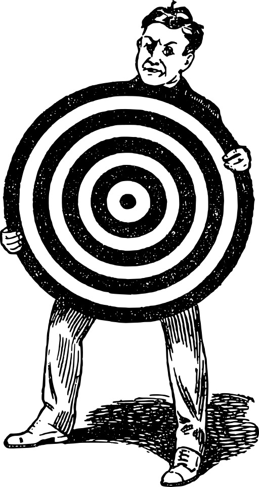 맨 Holding A Target In His Hand