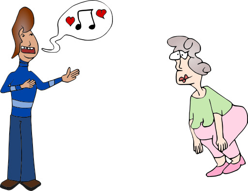맨 Is Talking To A Woman With A Speech Bubble 에