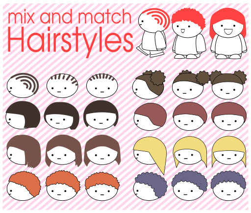 Mix And Match Hairs 스타일